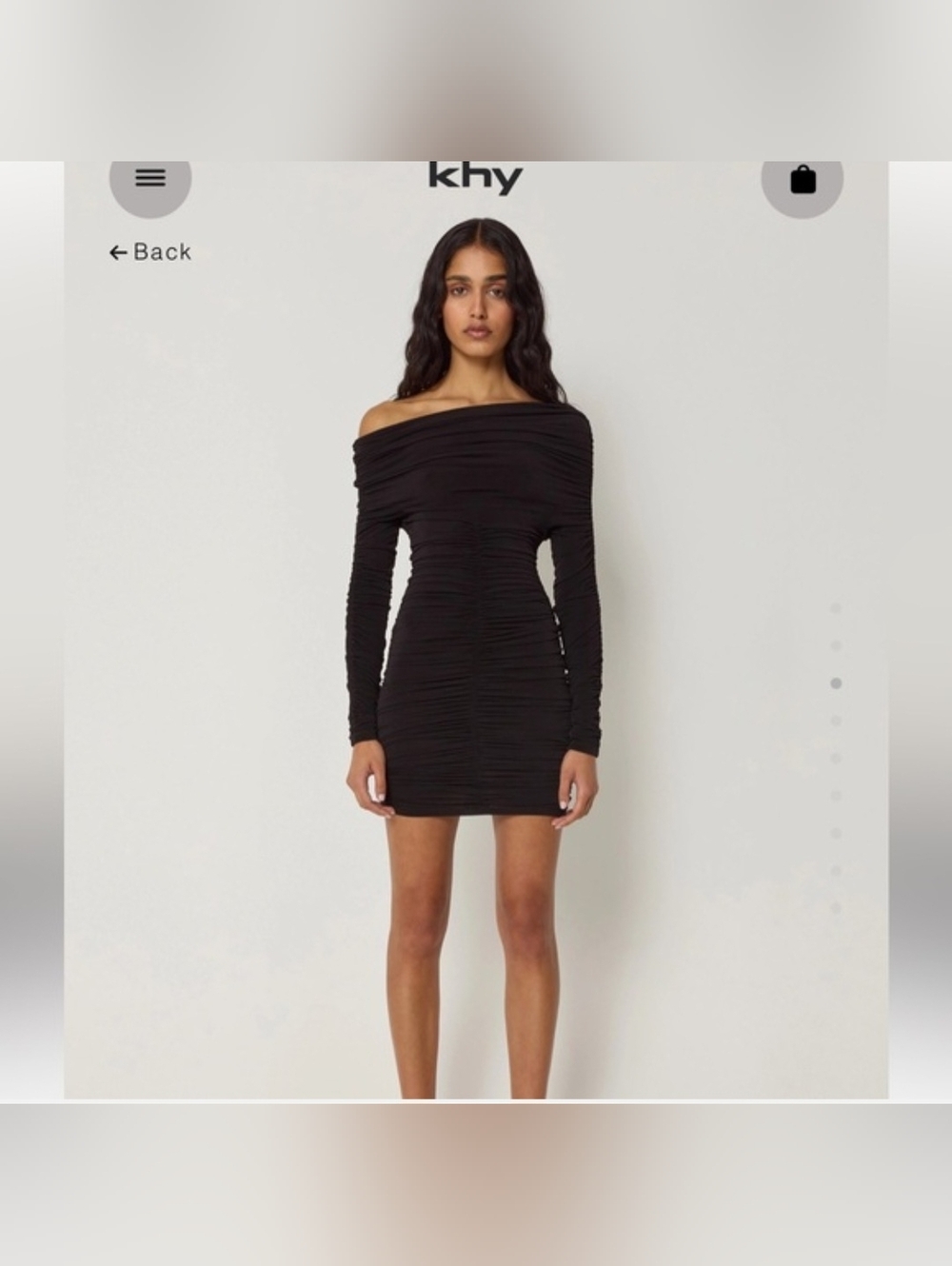 NWT Khy x Atlein Long Sleeve Ruched Mini Dress Black Size L - Picture 7 of 7